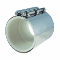 Raccord inox avec manchon silicone extra-L = blanc serrage par 3 vis L76mmx70mm