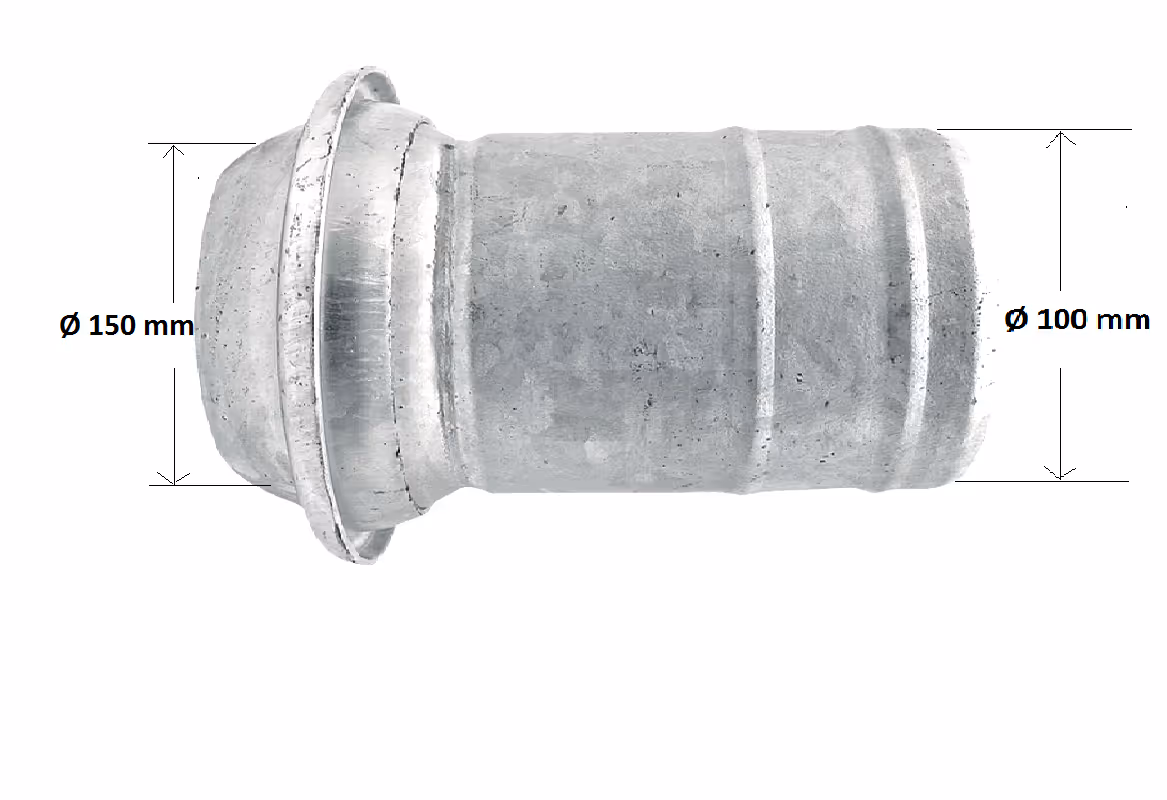 Raccord lisier mâle 6" embout pour tuyau Ø 100 mm