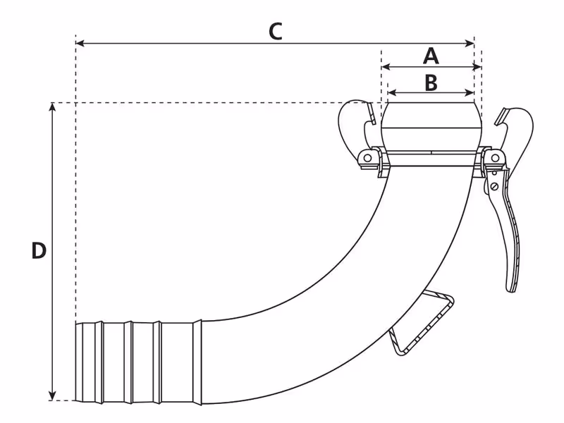 Raccord mâle / à emmancher, coudé 90° 5'' (133mm) x5'' (125mm) (Galvanisé)