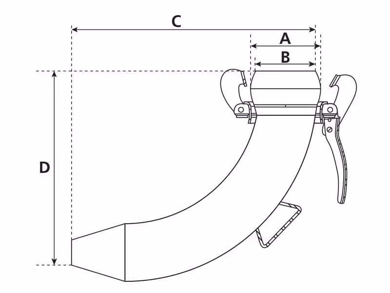 Raccord mâle/ cône d'épandage, coudé 90° 4'' (108mm) (Galvanisé)