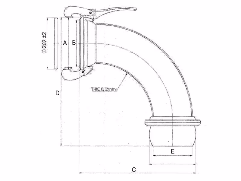 Raccord Mâle-Femelle, coudé 90° - 8'' (200mm) (Galvanisé)