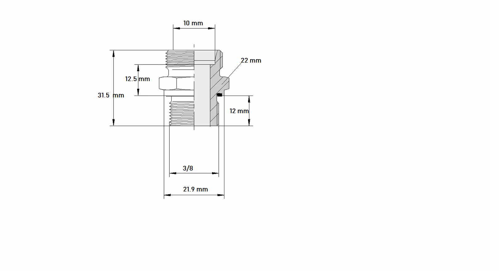 Raccord mâle / mâle 10L - 3/8 BSP