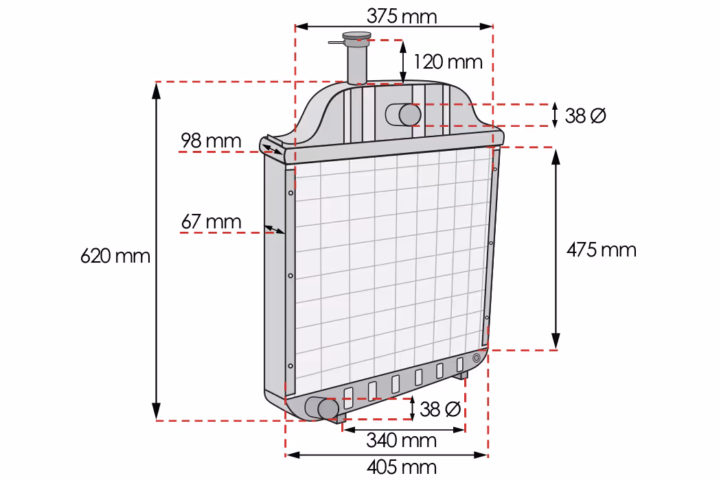 Radiateur 240 250 1672861M91 | Massey-Ferguson