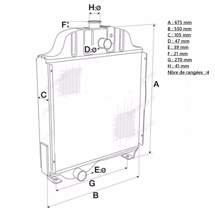 RADIATEUR 4 RANGS 80mm