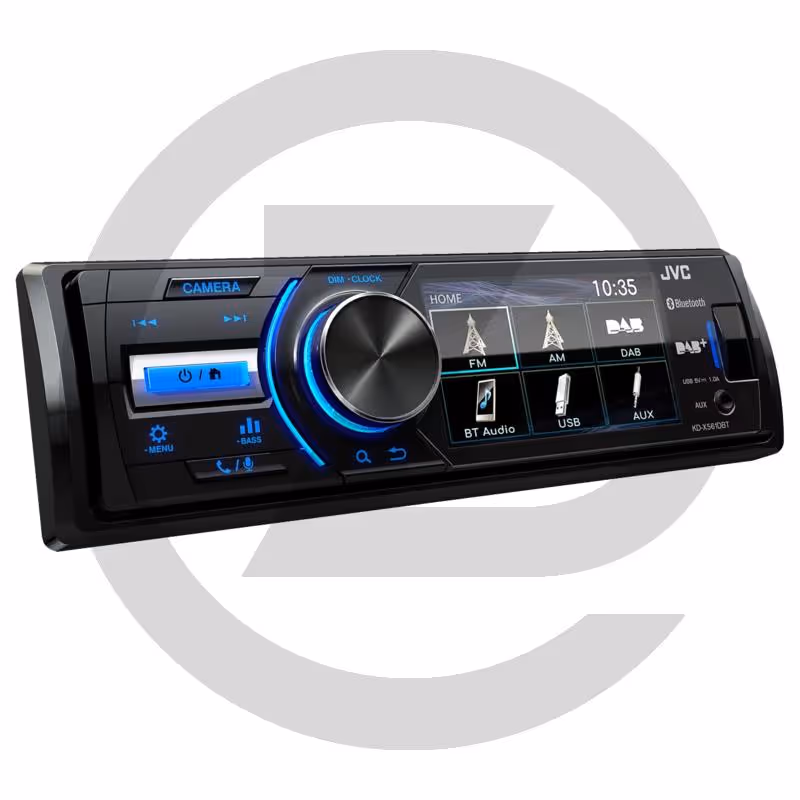 Radio KD-X561DBT (JVC) avec caméra de re - Radio DAB+ avec écran couleur TFT 3 pouces, avec antenne, Bluetooth, USB et entrée AUX