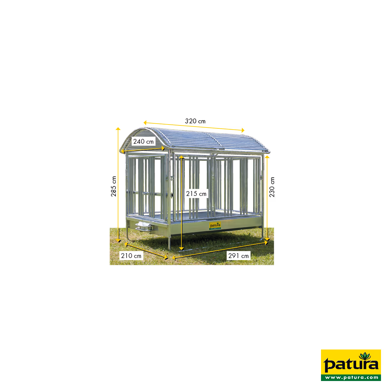 Ratelier rectangulaire à passages de tete verticaux, 3x2 m