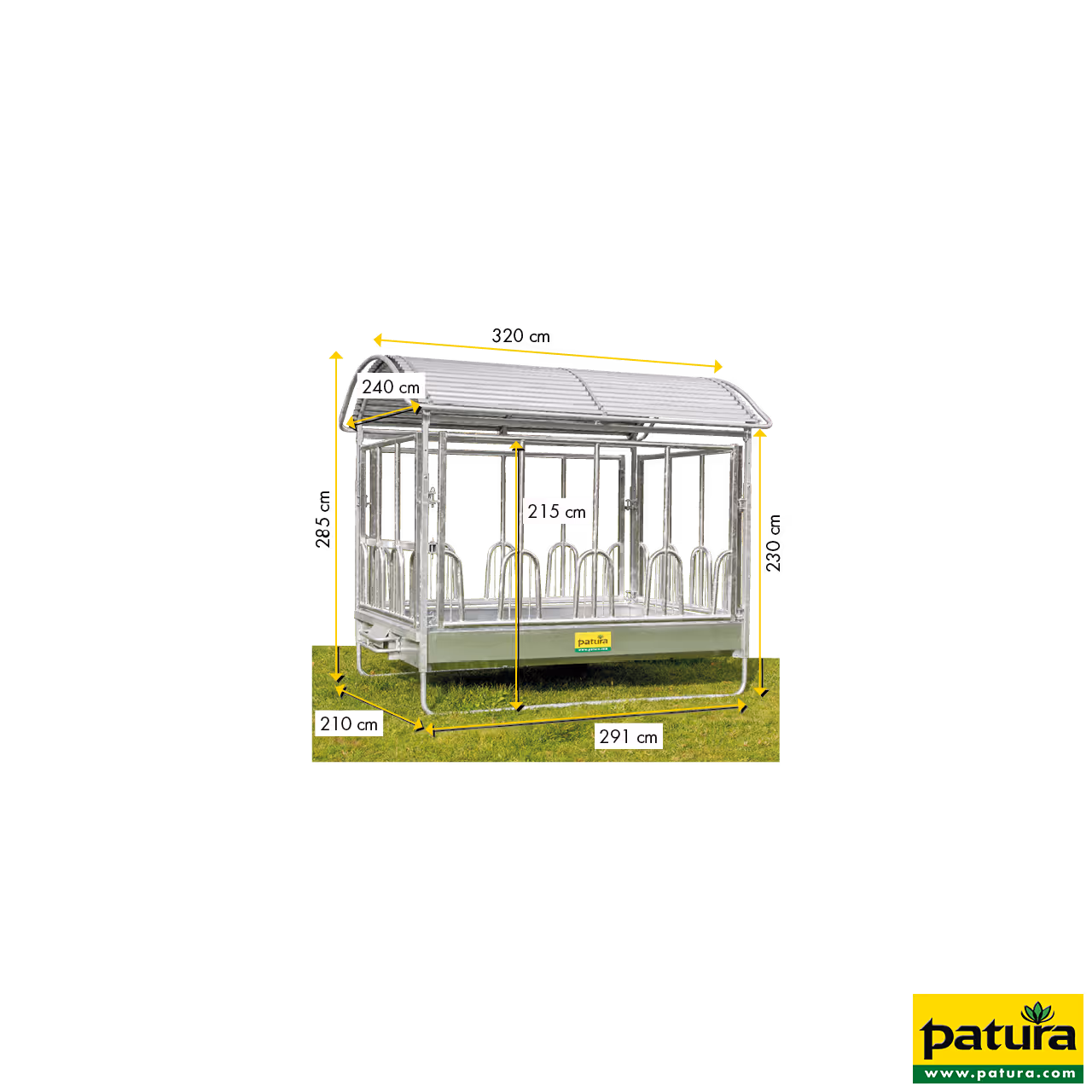 Ratelier rectangulaire avec cornadis universels et toit   2,85 x 2,05 m