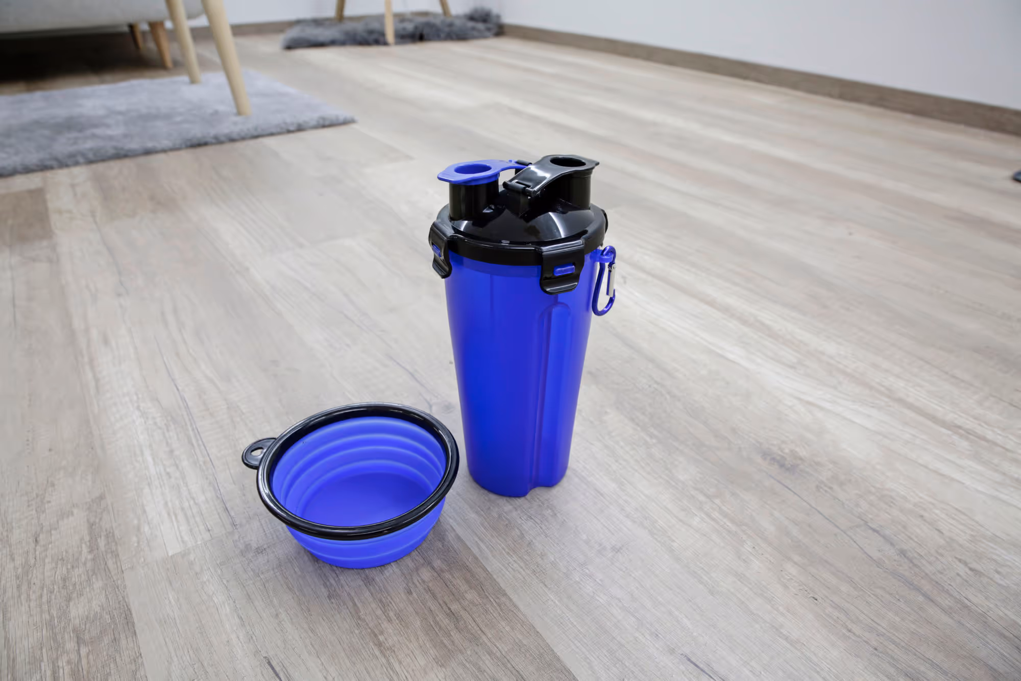 Récipient pour aliments et eau bleu/noir, 2x350ml