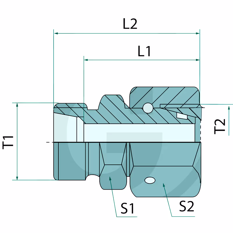 Raccord droit mâle x femelle 1/2'' BSP x 12L (M18x1.5)