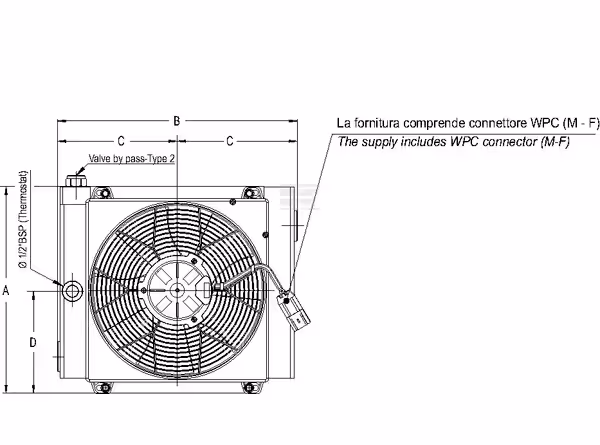 Refroidisseur.huile (12V) 48-60°C MV-2