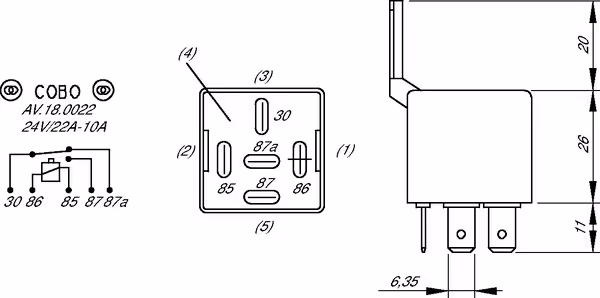 Relais 12V 40A 5 broches | Cobo