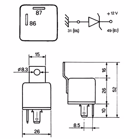 Relais 12V New Holland 5146278 origine