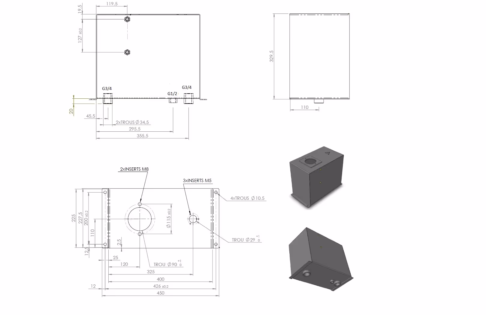Réservoir hydraulique 25 litres avec filtre retour