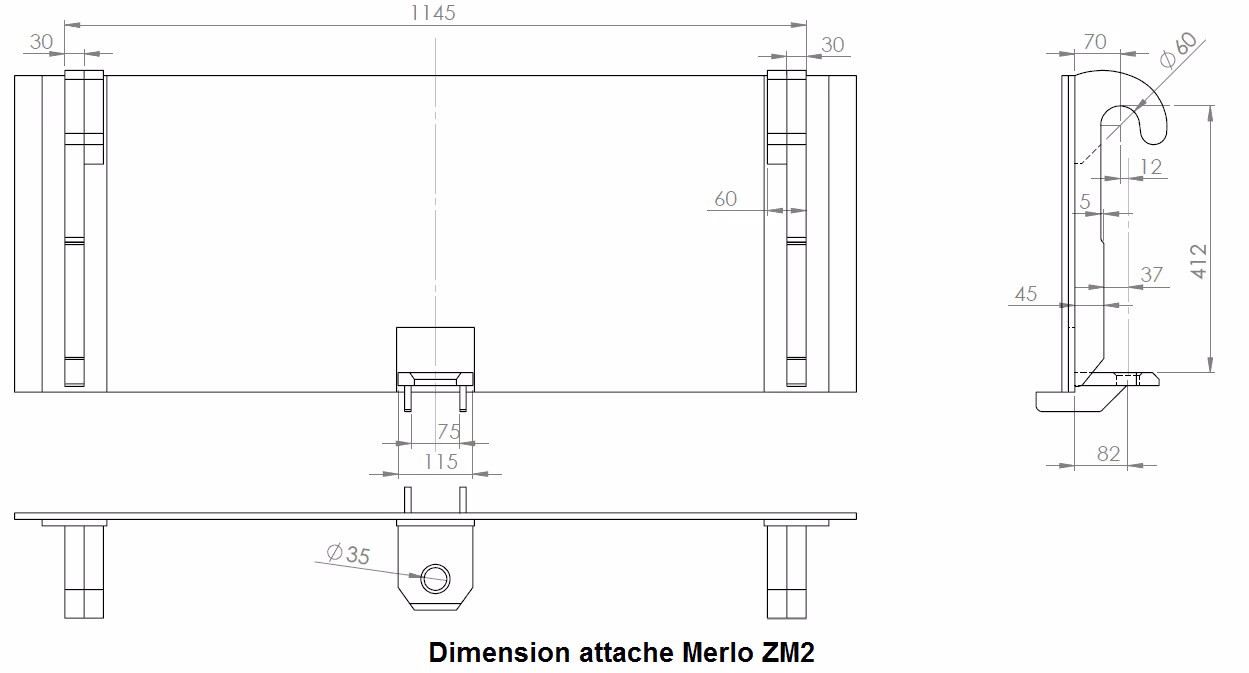 Retourneur de palox 180° attache Merlo ZM2 avec fourche