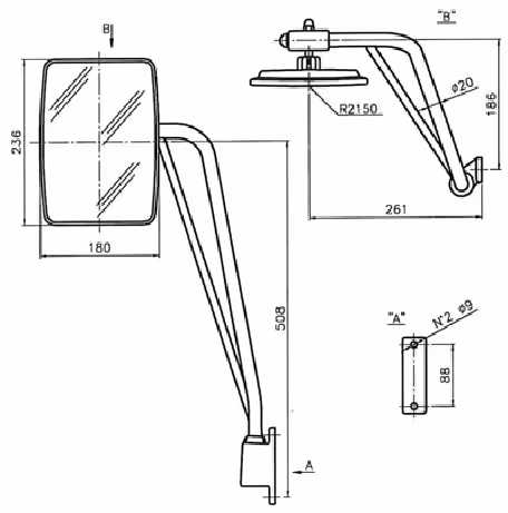 Retroviseur tracteur Knipex gauche complet Adaptable