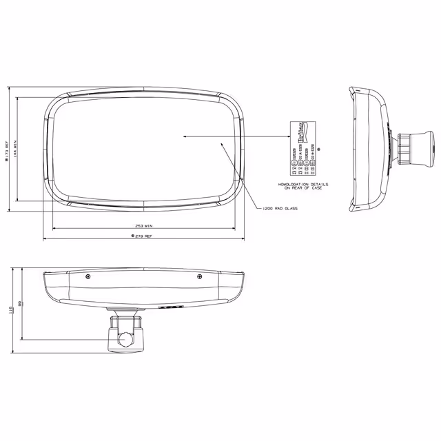 RETROVISEUR REVERSIBLE 282X174MM