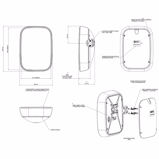 RETROVISEUR REVERSIBLE 328X238MM