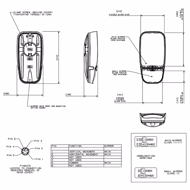 RETROVISEUR REVERSIBLE DOUBLE FONCTION 474X238MM