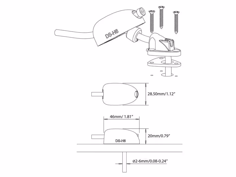 ROKK Support entrée horizontal, pour Ø câble: 2-6mm