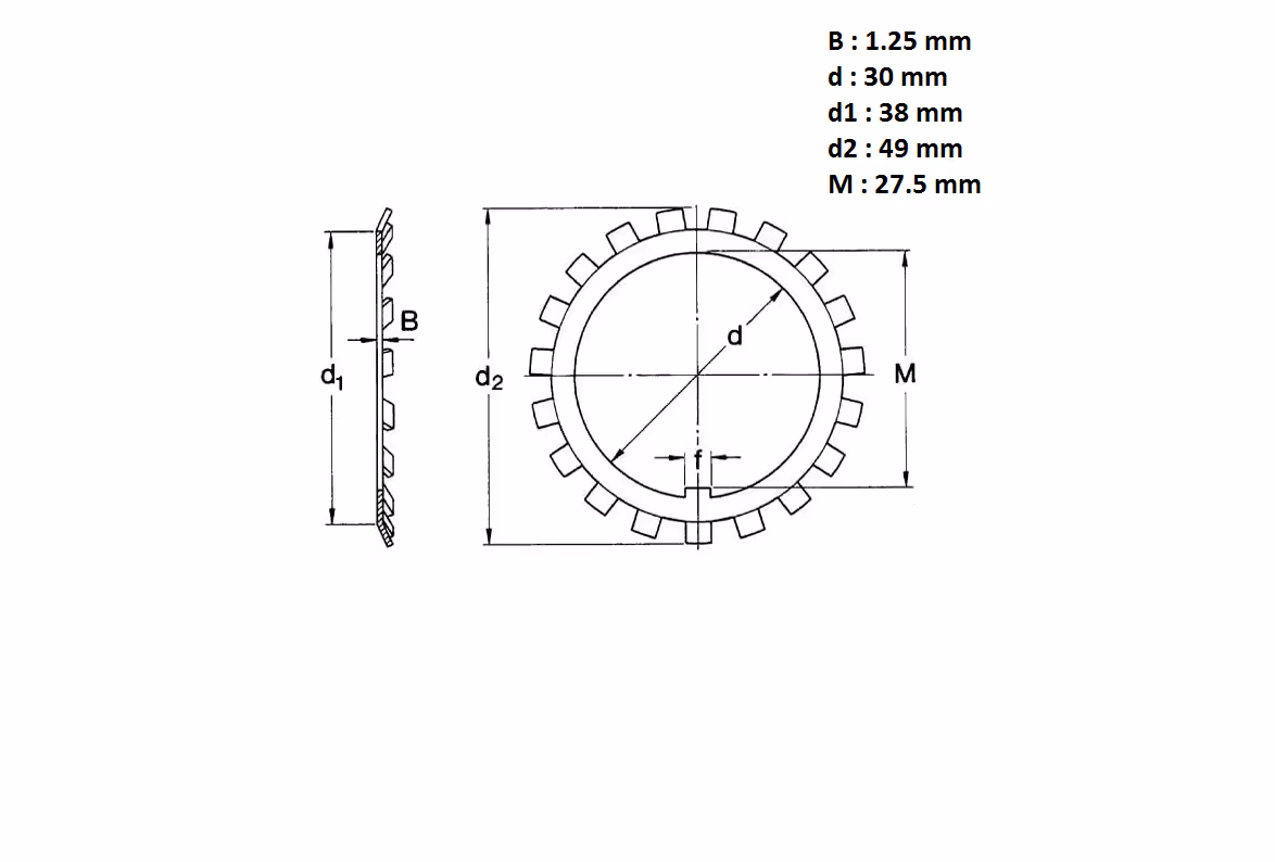 Rondelle de blocage M30 MB06 adaptable