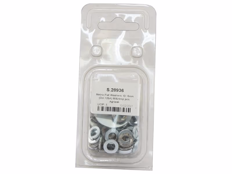 Rondelle plate, Ø int.: 6mm (DIN or Standard No. DIN 125A) 90 pièces Agripak