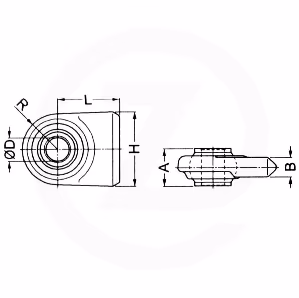 Rotule attelage à souder à queue plate adaptable Cat.3 34.4 mm