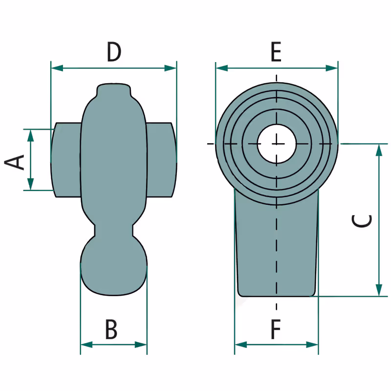 Rotule attelage à souder adaptable Cat.1 22,1 mm L40mm