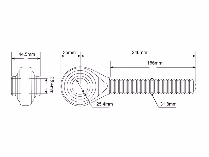 Rotule à visser - 1-1/4 UNC - Cat.2 (Ø25mm) - ref AL78068