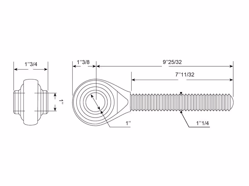 Rotule à visser - 1-1/4 UNC - Cat.2 (Ø25mm) - ref AL78068