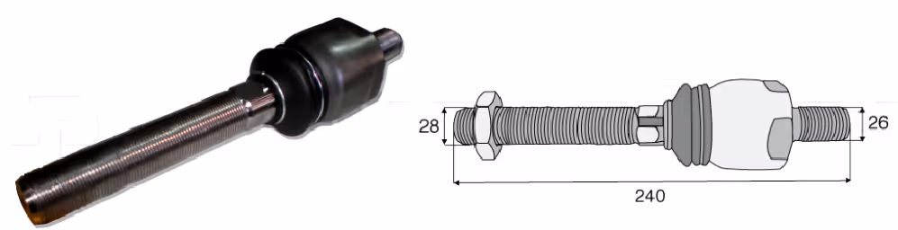 Rotule axiale Universel M26x1.5 D L240 mm
