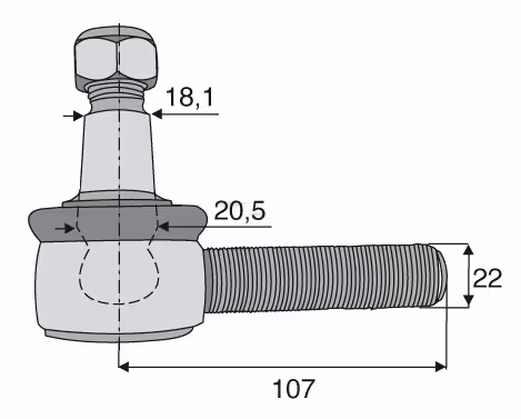 Rotule de direction Claas M22x1.5 D L107 mm 06700980