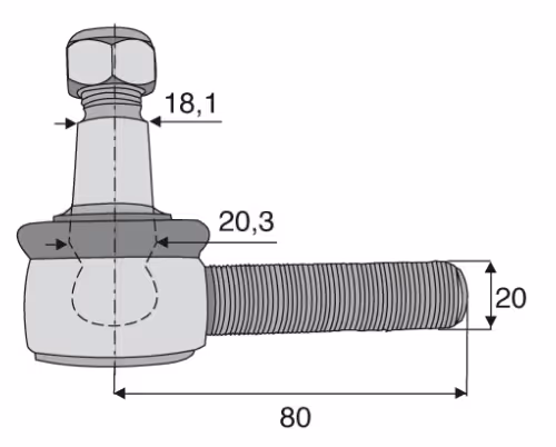 Rotule de direction Fiat M20x1.0 D L80 mm 5109553