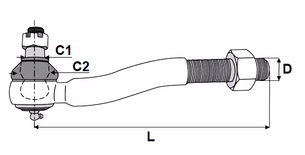 Rotule de direction John Deere 1''1/4 L385 mm RE173540