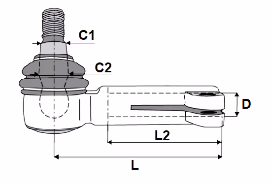 Rotule de direction John Deere 1''1/8 D L150 mm 14M3290