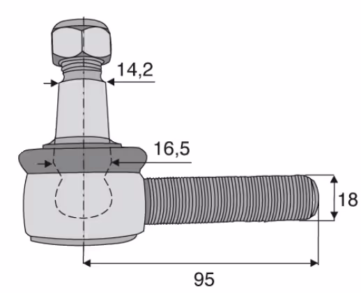 Rotule de direction Laverda M18x1.5 G L95 mm 301615300