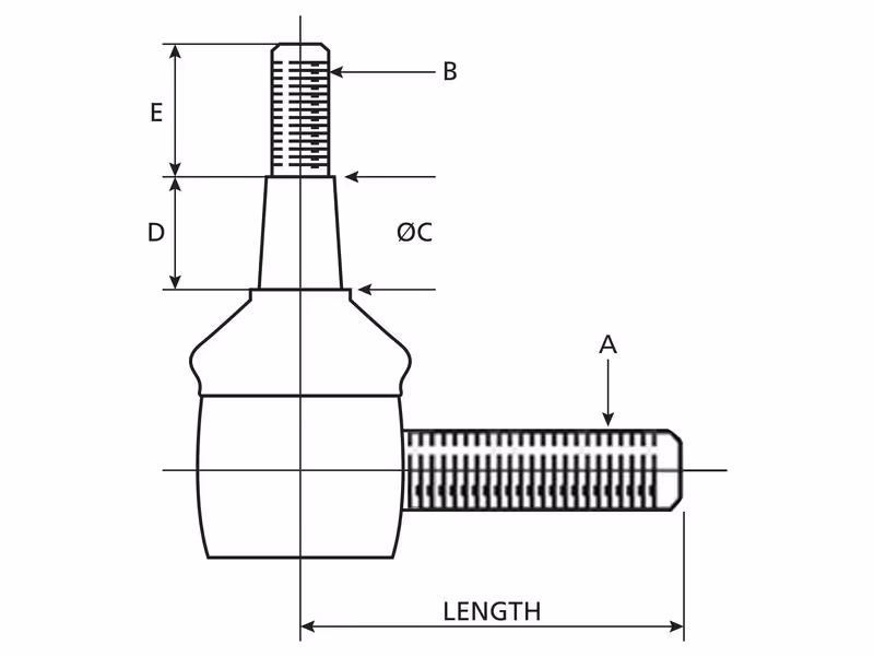 Rotule de direction, Longueur: 82mm - adaptable sur tracteurs Kubota - ref 38440-44780