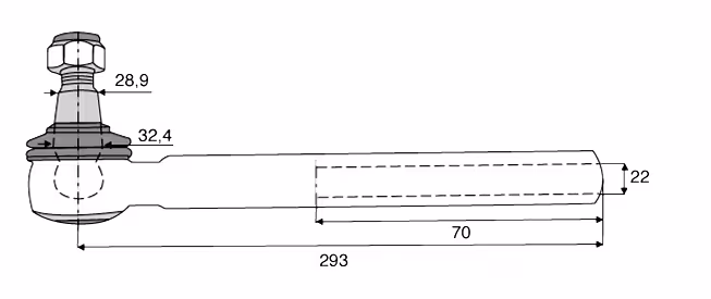 Rotule de direction M22x1.5 D L293 mm Valtra 31882210
