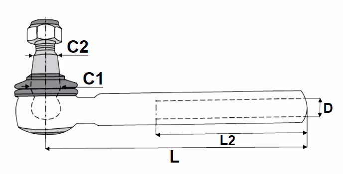 Rotule de direction Massey Ferguson M18x1.5 D L265 mm 3428818M2