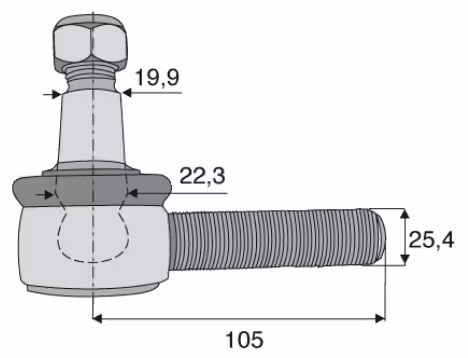 Rotule de direction New Holland 1'' D L105 mm 80134107