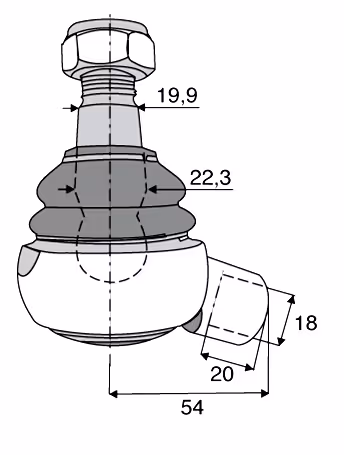 Rotule de direction New Holland M18x1.5 D L54 mm 5194241