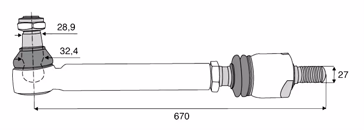 Rotule de direction + rotule axiale Universel L670 mm