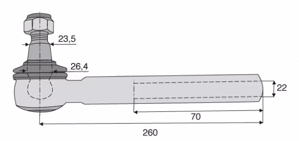 Rotule de direction Valtra M22x1.5 D L260 mm 37947900
