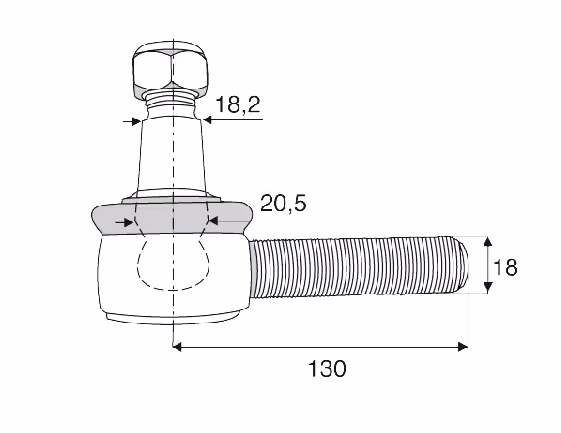 Rotule de direction Zetor M18x1.5 G L130 mm 67453503