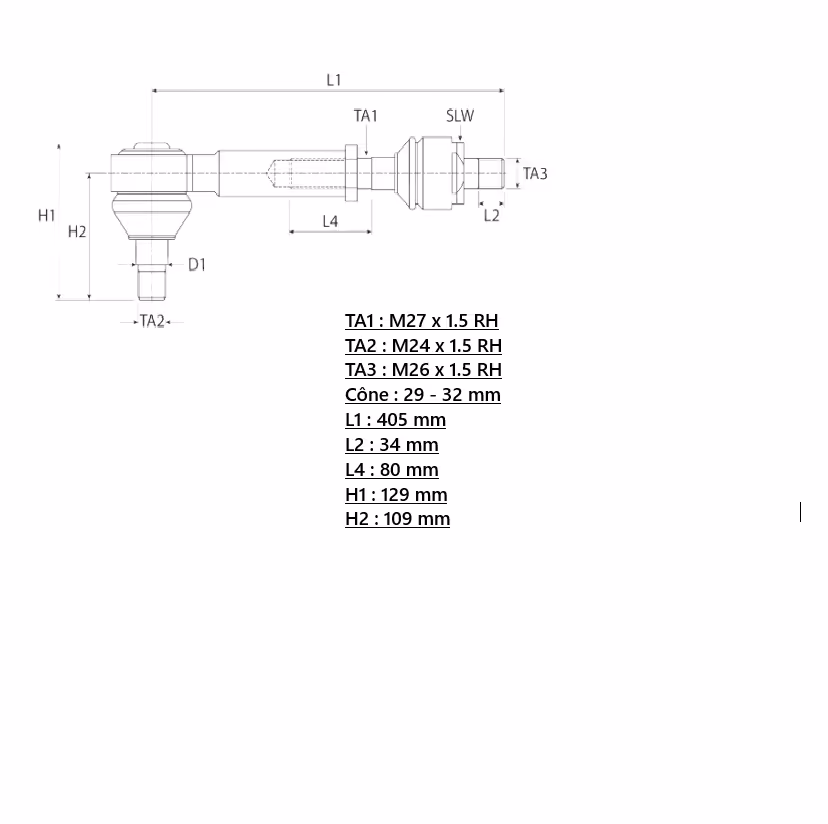 Rotule + rotule axiale John Deere AL209328
