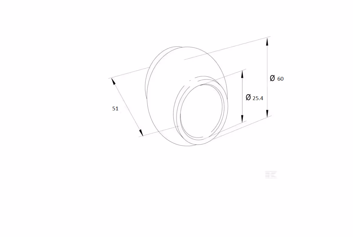 Rotule supérieure Cat.3/2 Blackline Ø 60 X 25.4 X 51 adaptable