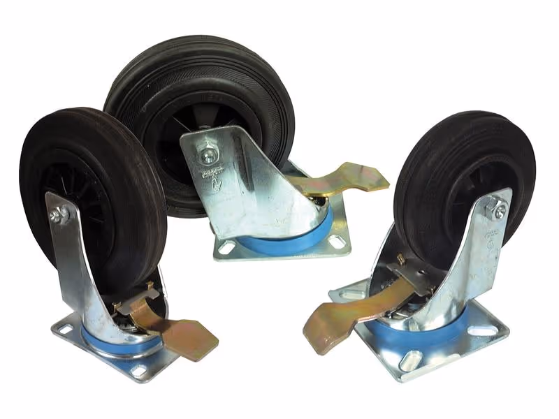 Roue castor Braked caoutchoutée Capacité: 75kgs, Ø roue: 100mm