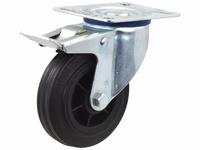 Roue castor Braked caoutchoutée Capacité: 100kgs, Ø roue: 100mm