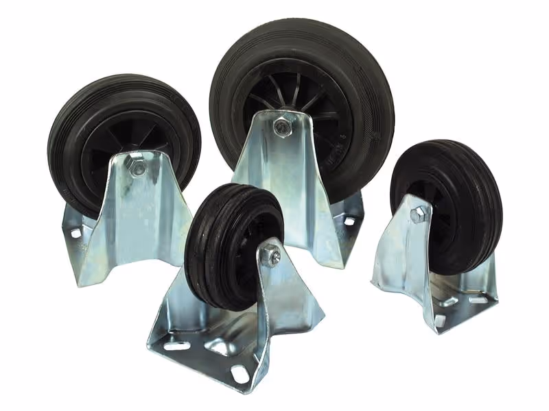 Roue castor Fixe caoutchoutée Capacité: 75kgs, Ø roue: 100mm