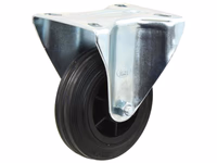 Roue castor Fixe caoutchoutée Capacité: 75kgs, Ø roue: 100mm
