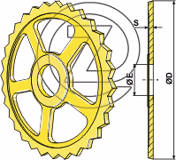 Roue cambridge Vaderstad 480mm 301012 Adaptable